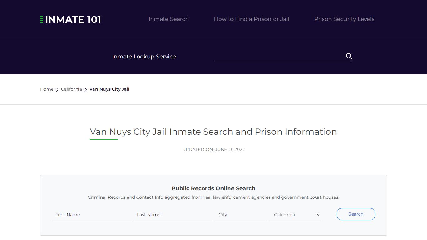 Van Nuys City Jail Inmate Search and Prison Information